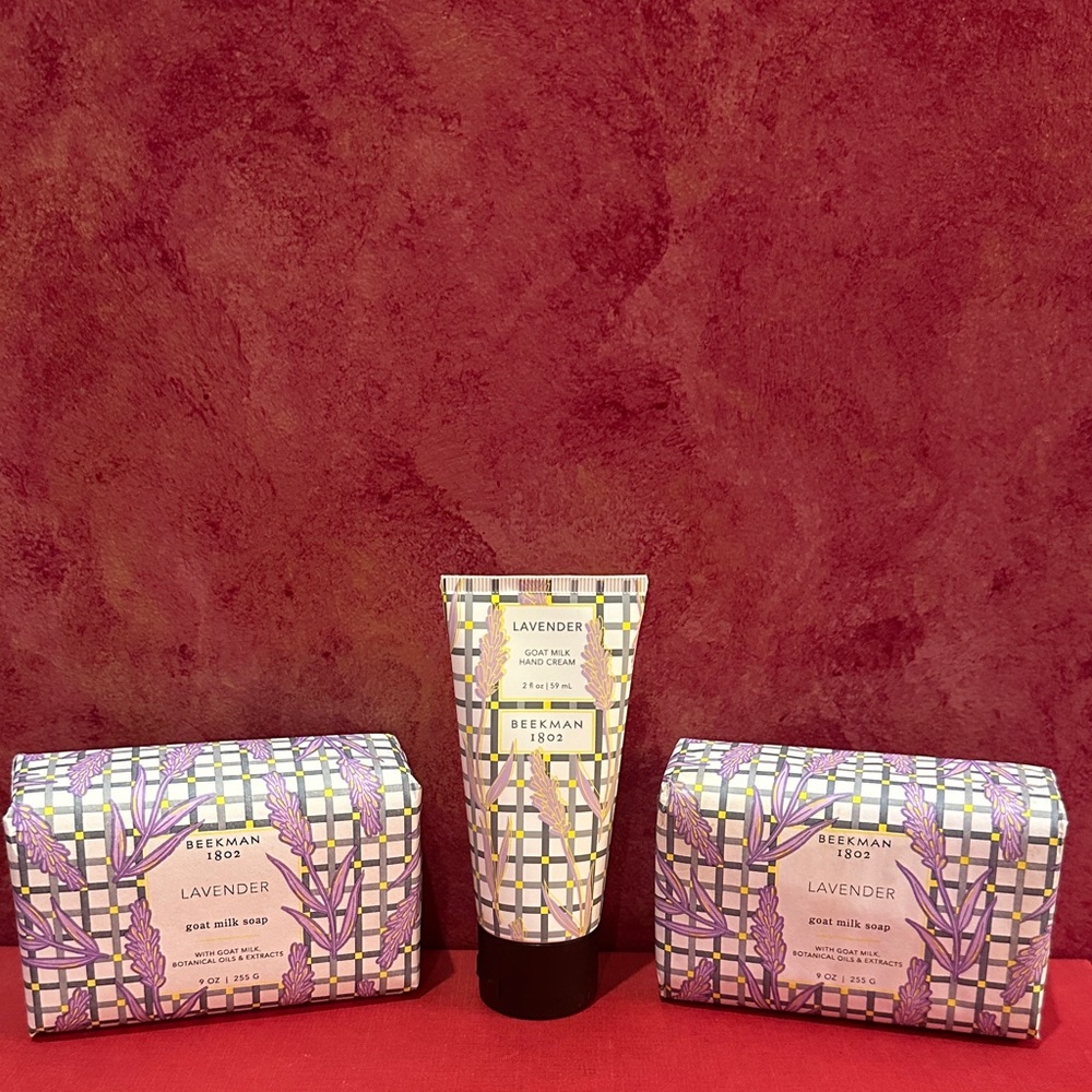 Beekman 1802 Lavender Goat Milk Soaps and hand cream Set